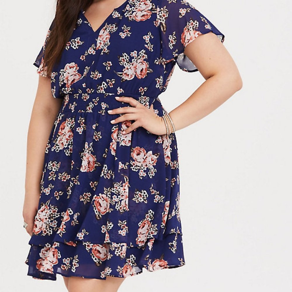 Blue Floral Smock Waist Torrid Dress
